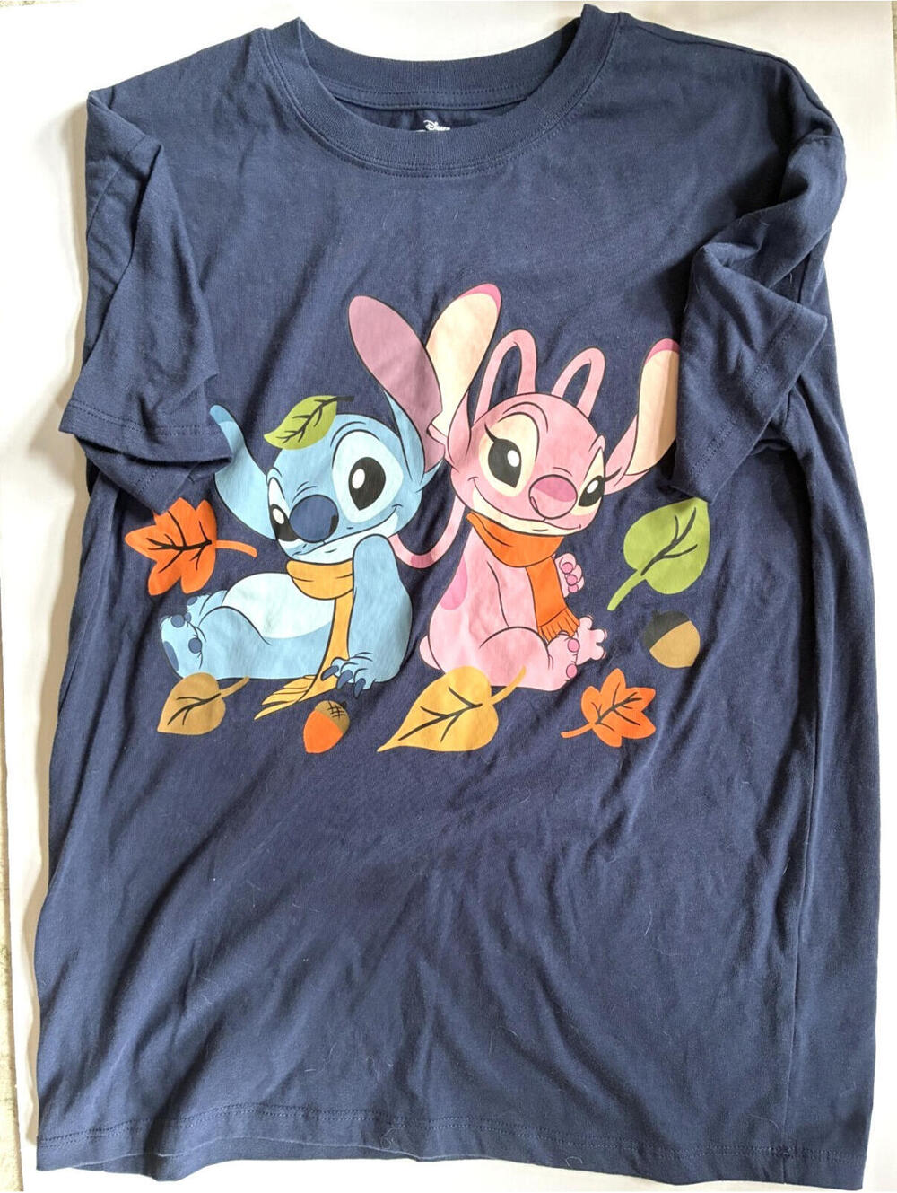 Disney Lilo and Stitch Angel Navy Blue Women’s Graphic Tee Size S 4-6 NEW